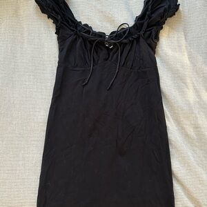 Motel Rocks Black Milkmaid Ruched Tie-Front Dress